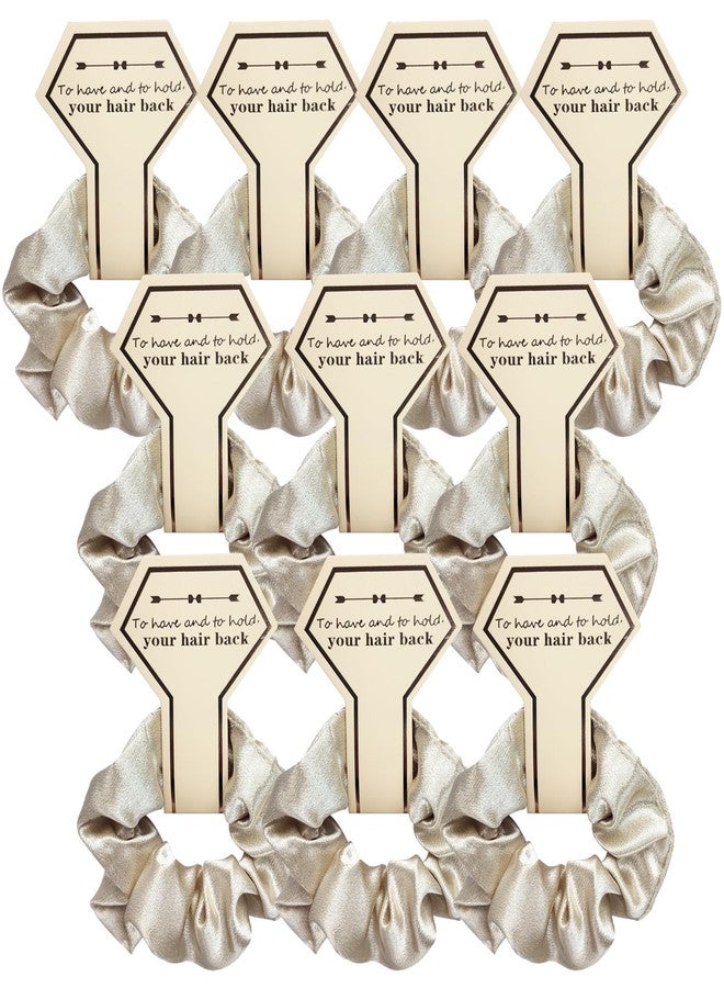 ZARSIO 10 PACK Bridesmaid Scrunchies Bridesmaid Proposal Gifts Elastics Hair Ties Bachelorette Party Favors (Champagne) - Image 1